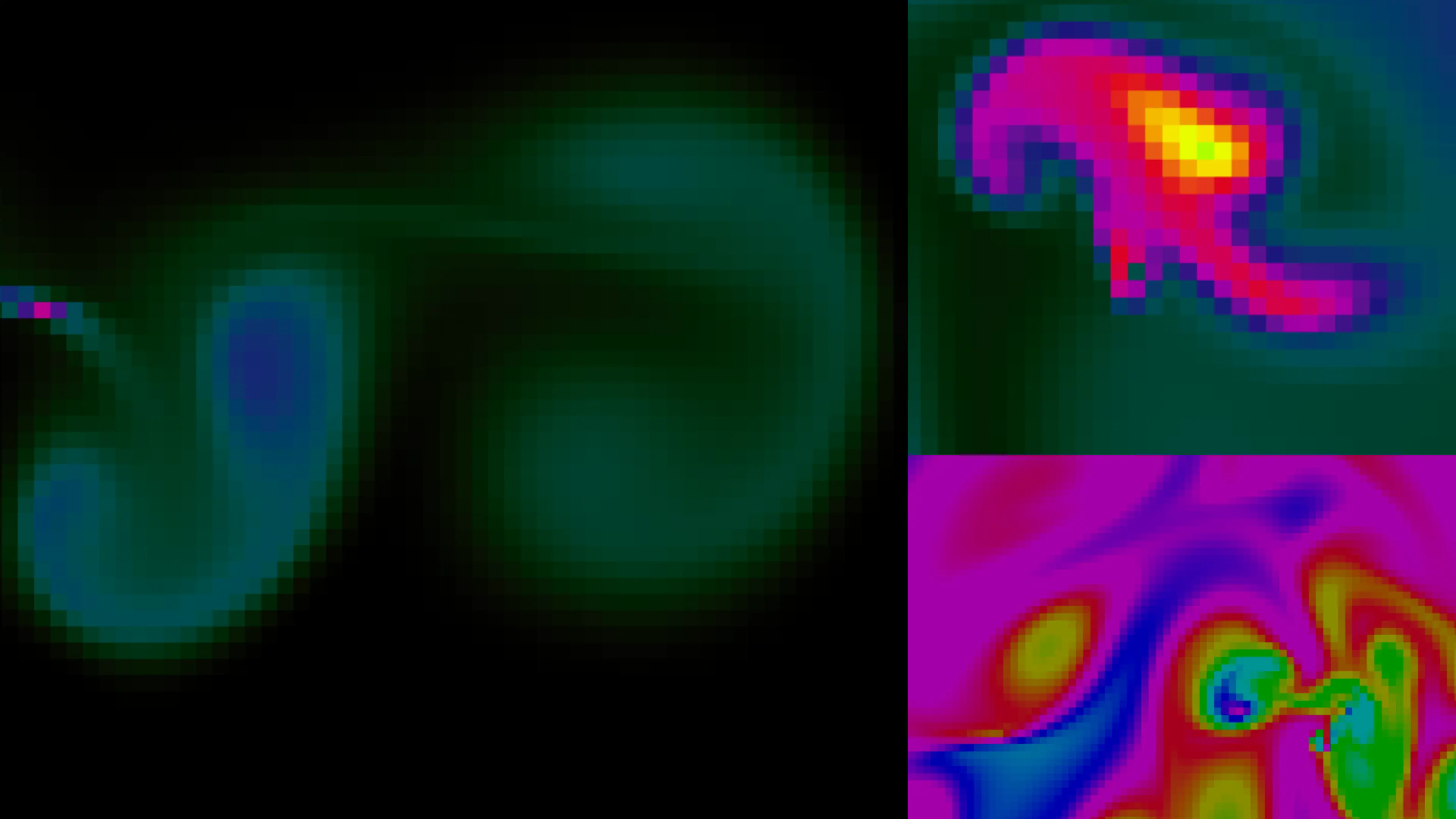 Grid of particles illustrating the fluid simulation